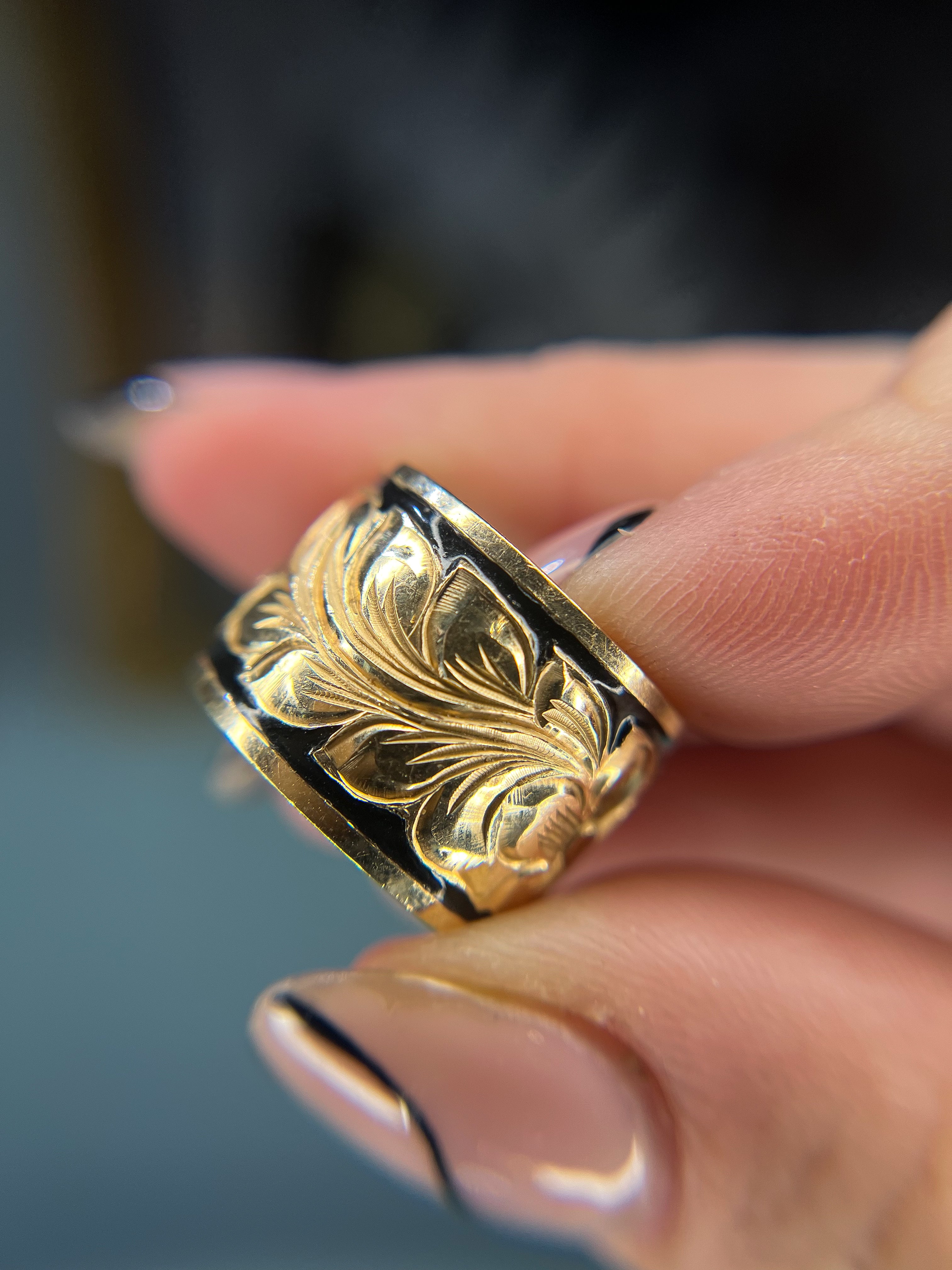 Vintage Hand-engraved and Enamel Band